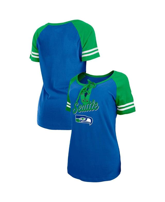 Womens New Era Royal Seattle Seahawks Legacy Lace-Up Raglan T-shirt - Royal Product Image