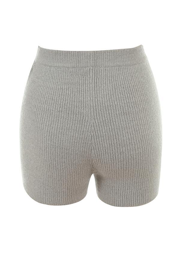 Grounded Grey Knit High Waist Shorts - SALE Product Image