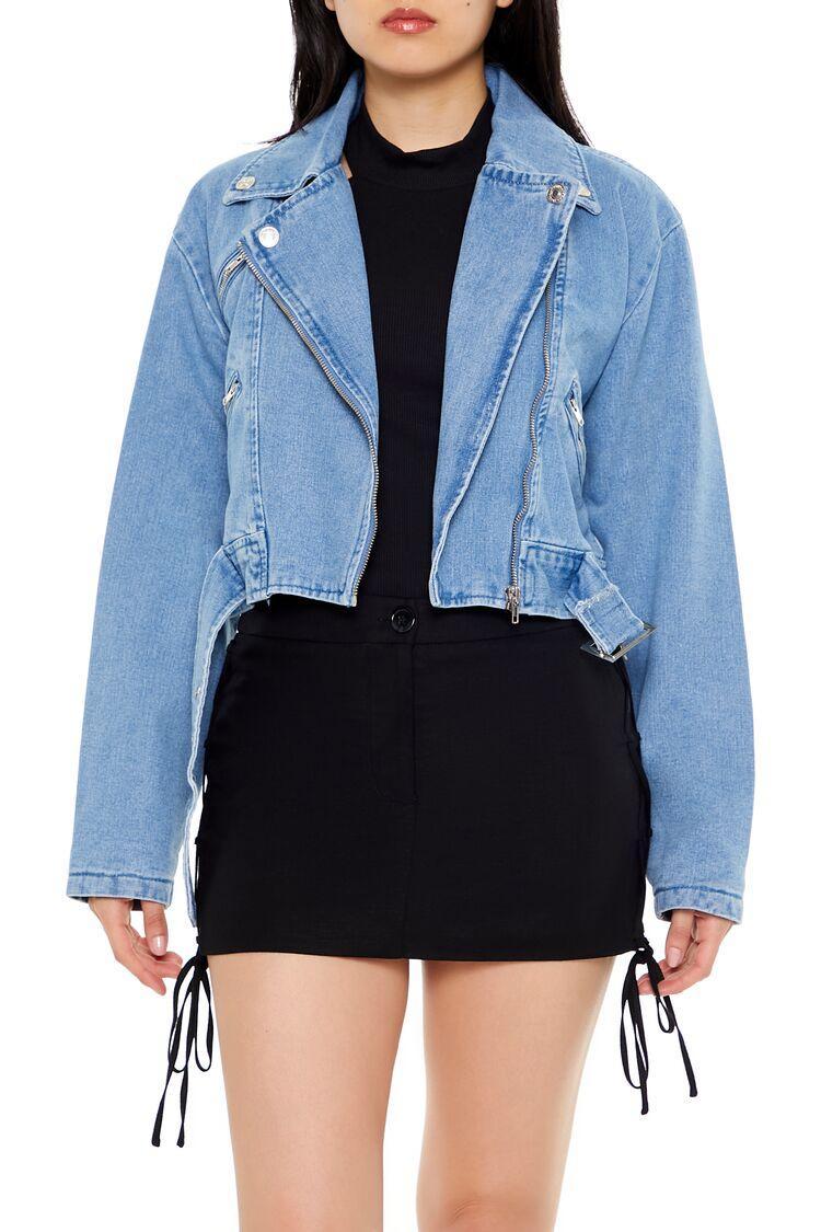 Belted Denim Moto Jacket | Forever 21 Product Image