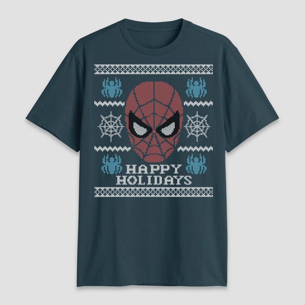 Mens Spider-Man Fleece Pajama Set - Navy Blue/Silver Product Image