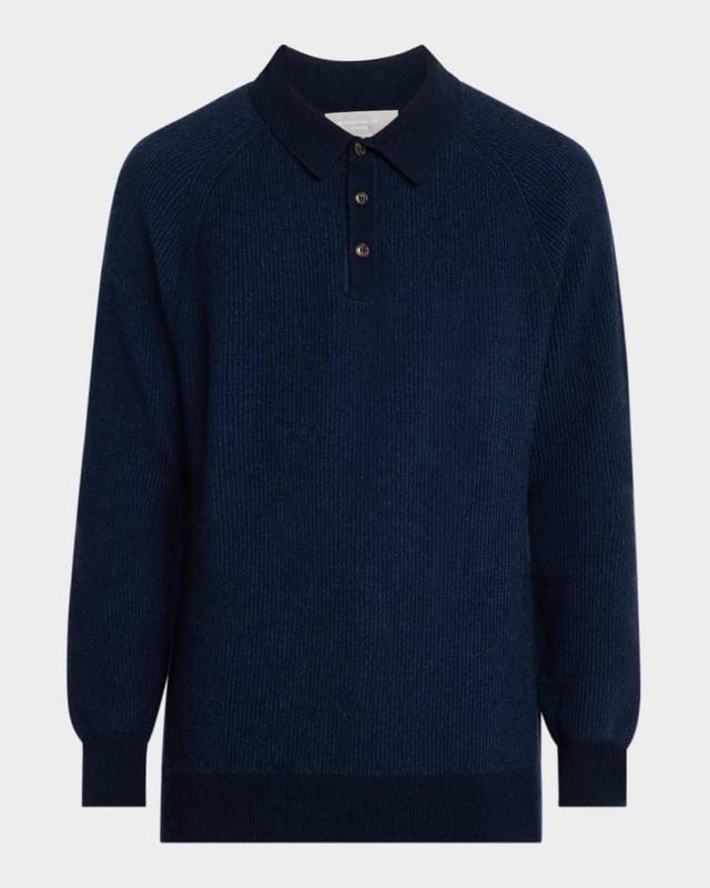 Men's Cashmere Rib Polo Sweater  Product Image