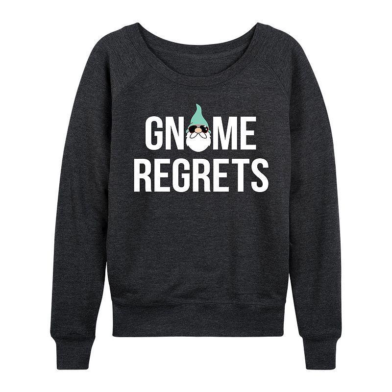 Womens Gnome Regrets Slouchy Graphic Sweatshirt Grey Indigo Product Image