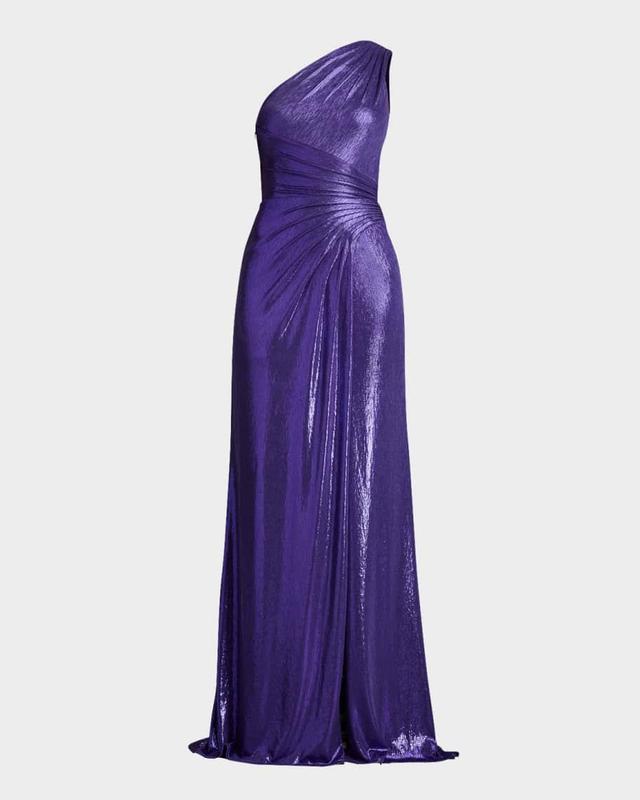 One-Shoulder Metallic Jersey Gown Product Image