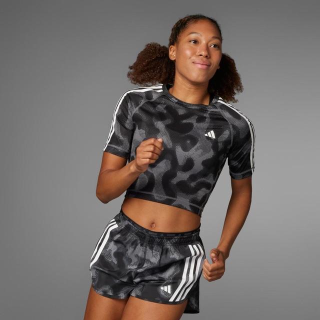 adidas Own the Run 3-Stripes Allover Print Shorts Grey Four M 3 Womens Product Image