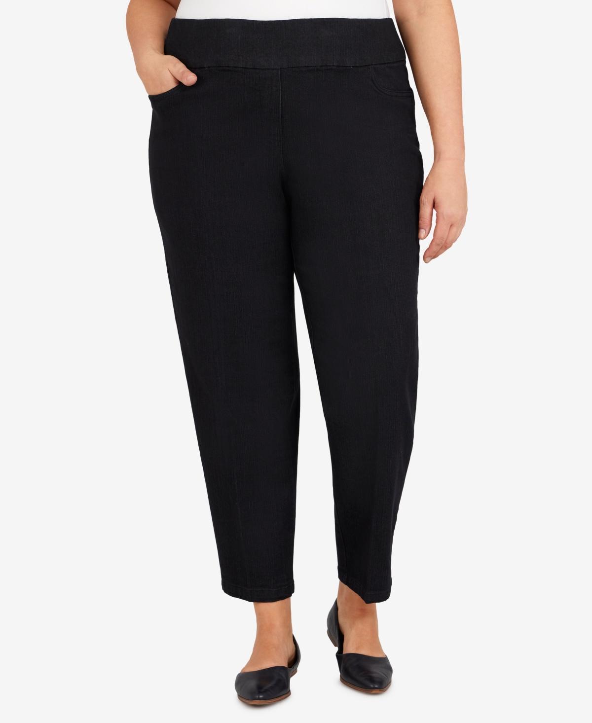 Plus Size Alfred Dunner Classics Pull-On Straight-Leg Denim Pants, Womens Black Product Image