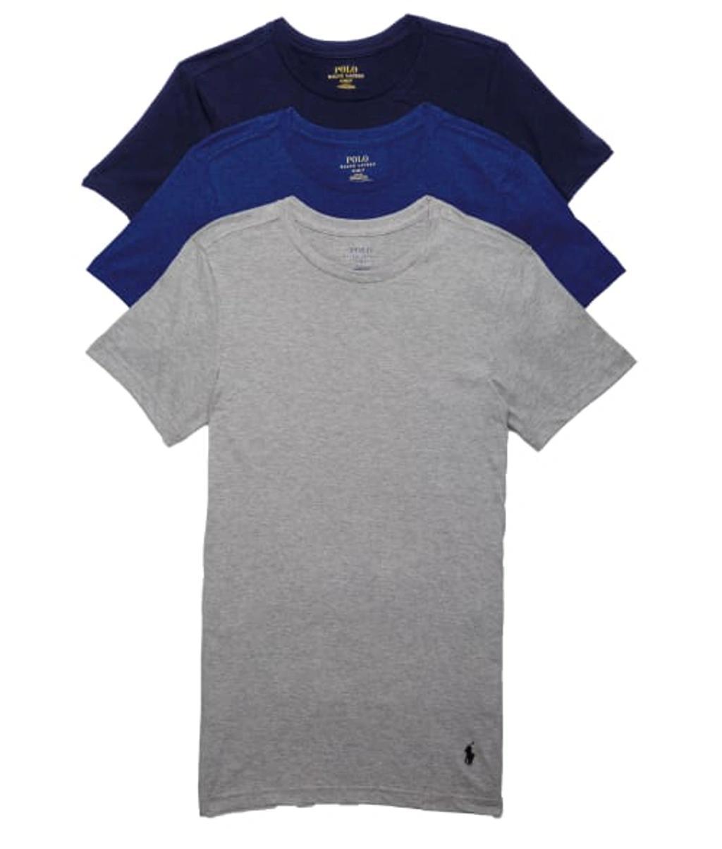 Slim Fit Cotton Wicking T-shirt 3-pack In Navy,blue,grey Product Image