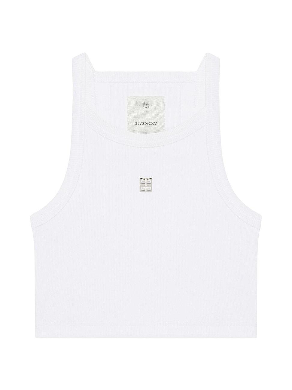 Womens Cropped Tank Top in Cotton with 4G Detail Product Image