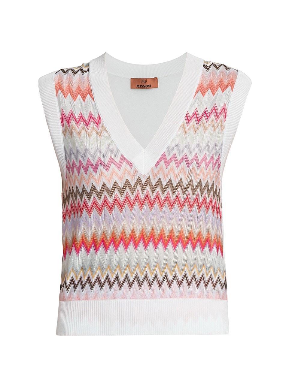 Womens Chevron Striped Knit Vest Top Product Image