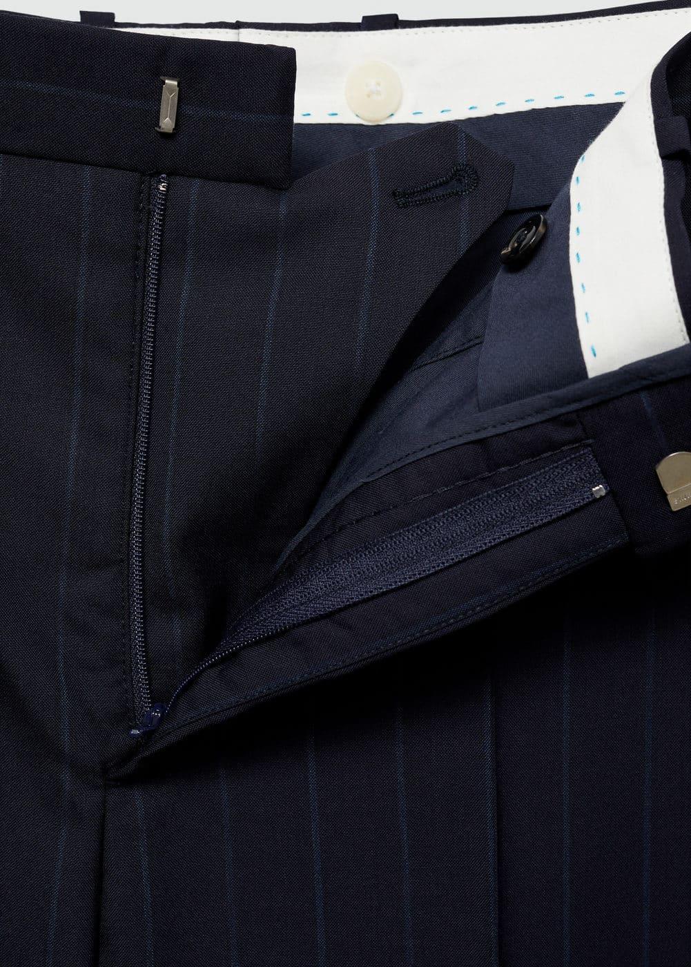 MANGO MAN - Pinstripe virgin wool suit trousers dark navyMen Product Image