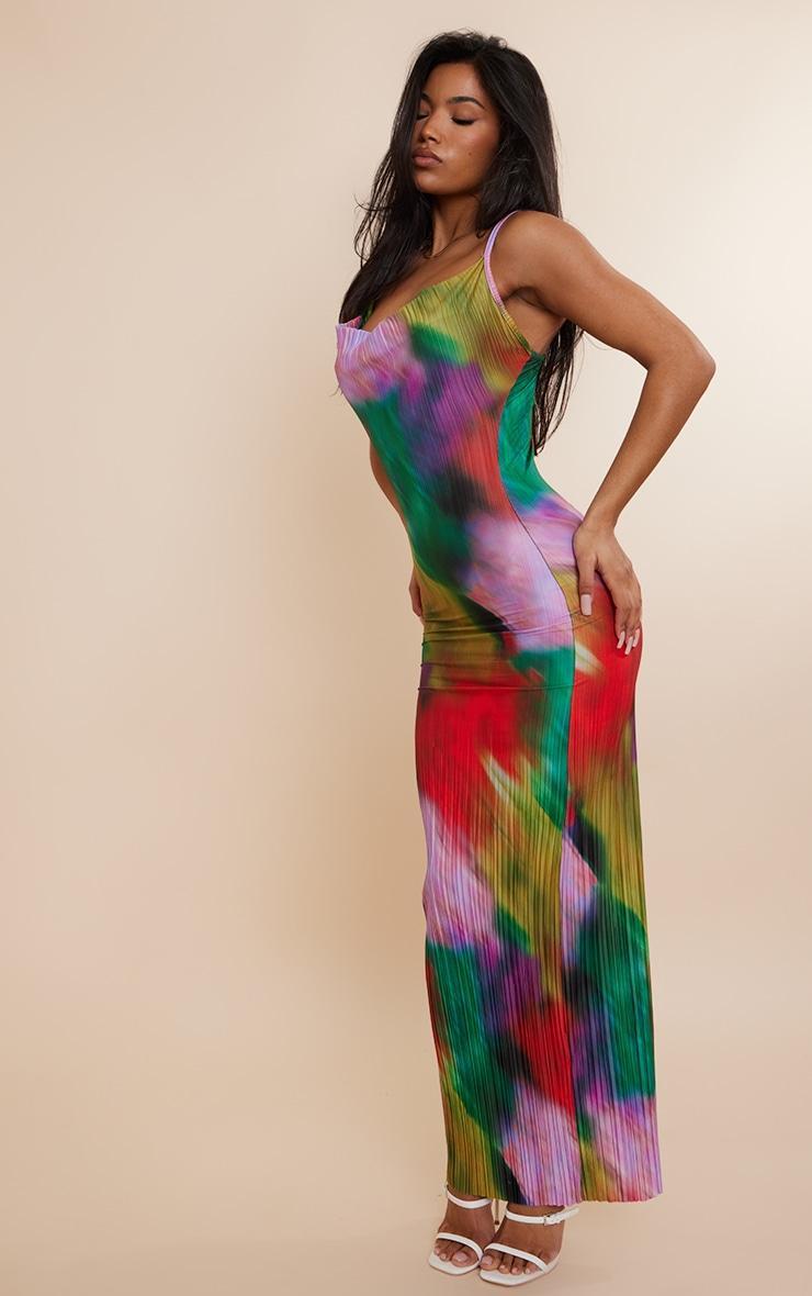 Multi Printed Plisse Strappy Maxi Dress Product Image