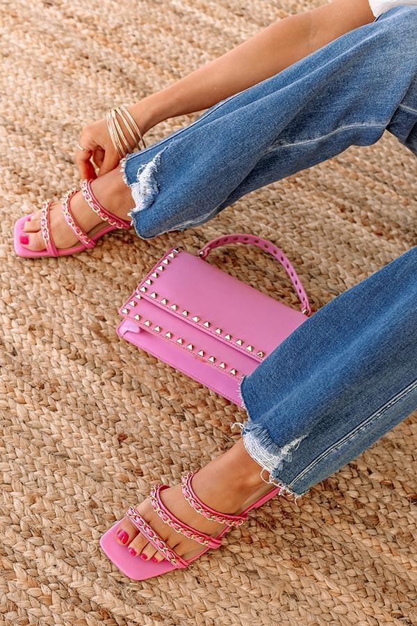 The Darly Faux Leather Sandal In Pink Product Image