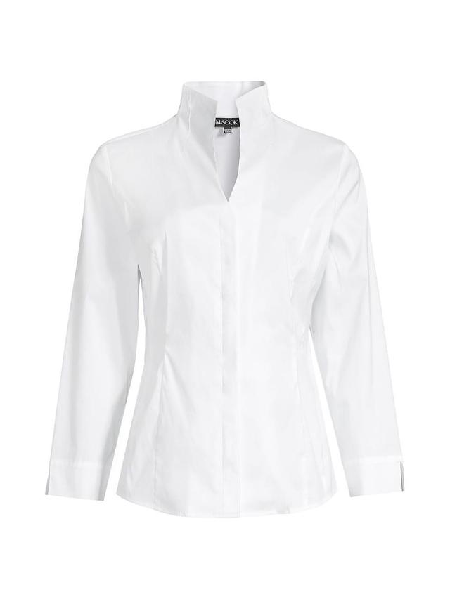 Misook Split Neck Poplin Blouse Product Image