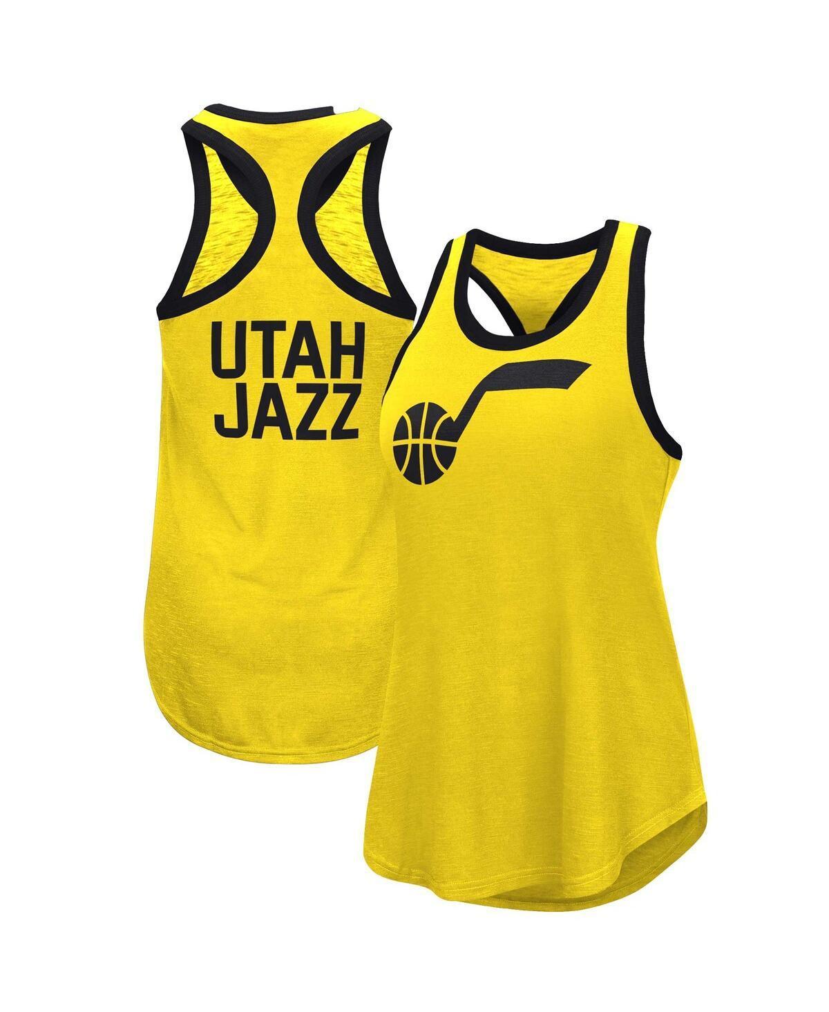 Womens G-iii 4Her by Carl Banks Gold Utah Jazz Showdown Scoop-Neck Racerback Tank Top Product Image