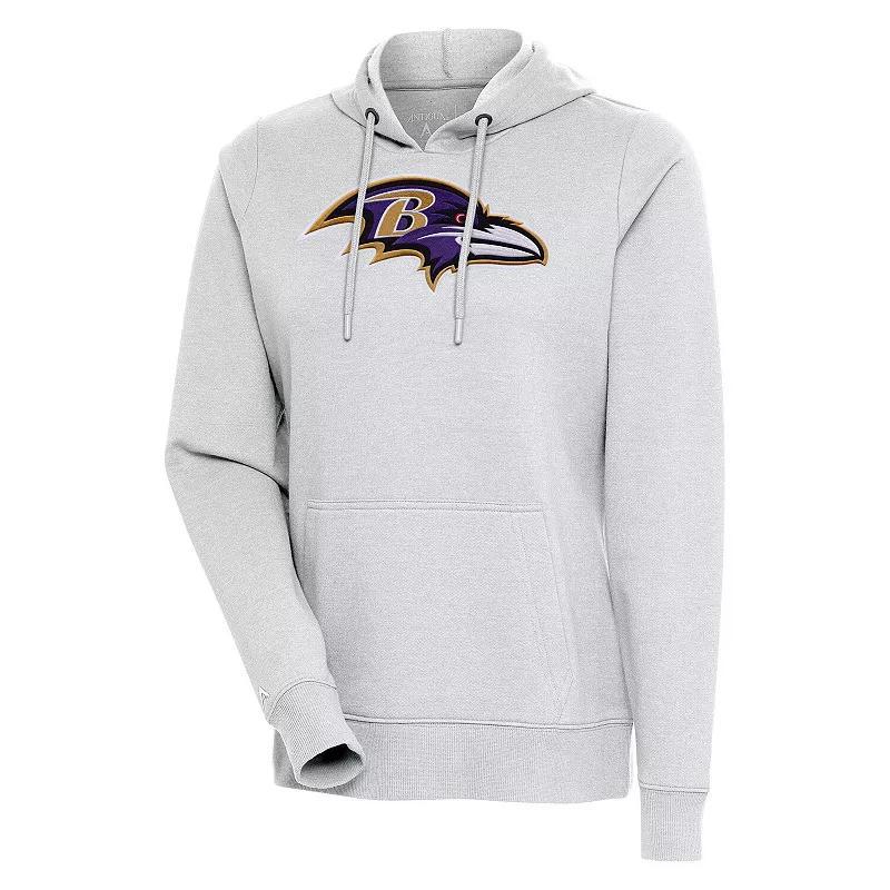 Womens Antigua Heather Gray Baltimore Ravens Action Pullover Hoodie Product Image