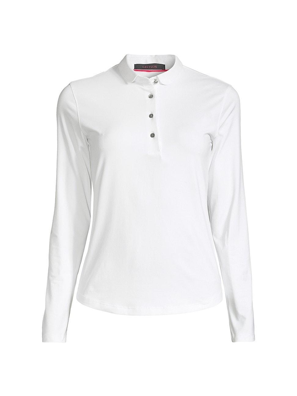 Womens Long-Sleeve Knit Polo Top product image