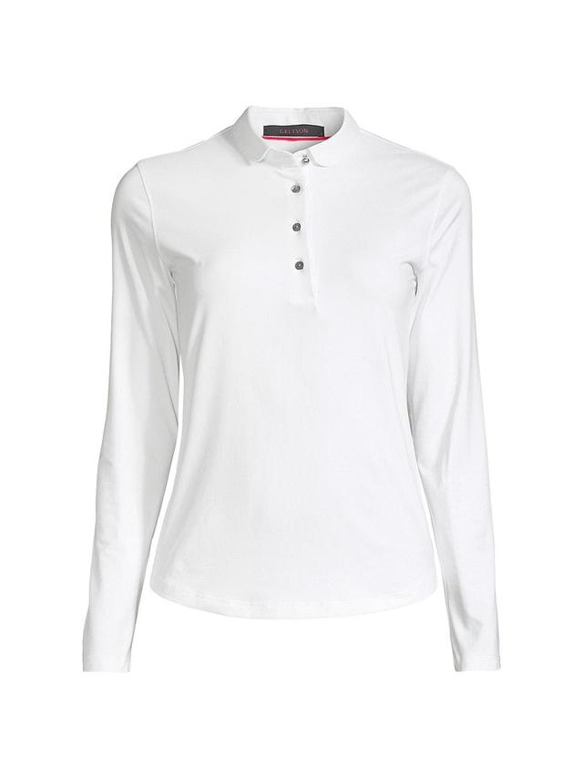 Womens Long-Sleeve Knit Polo Top Product Image