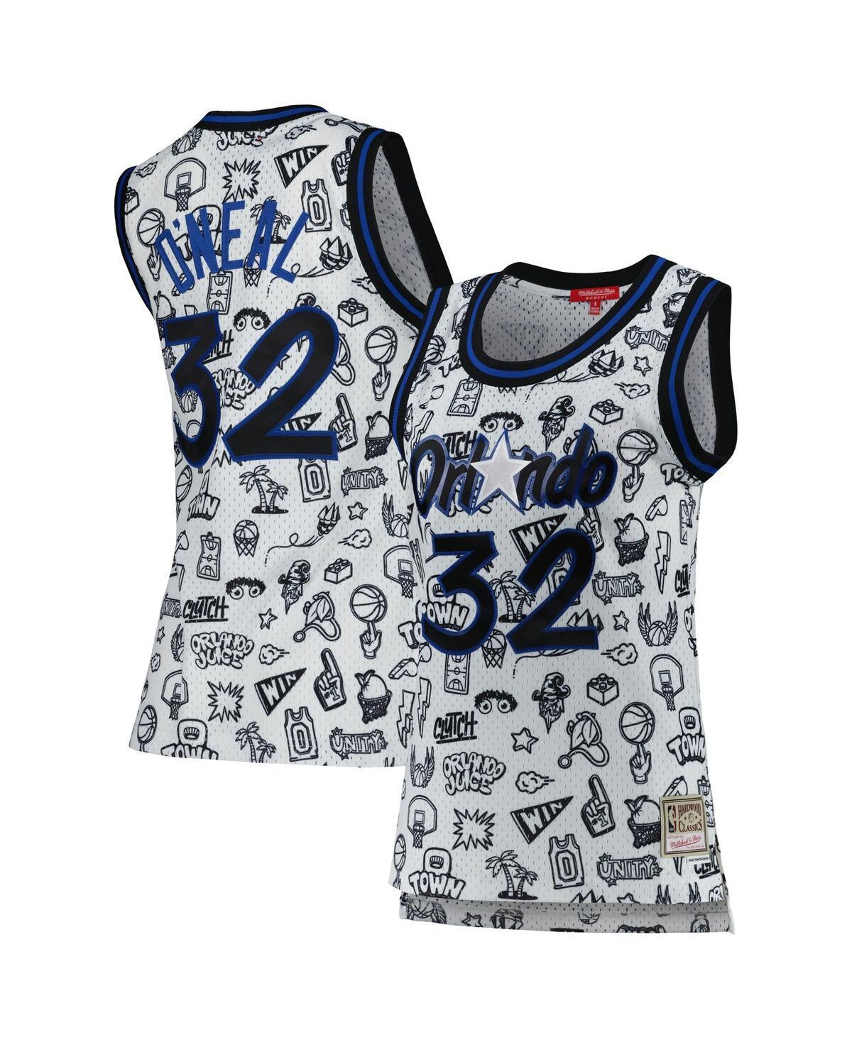 Womens Mitchell & Ness Shaquille ONeal White Orlando Magic 1994 Doodle Swingman Jersey Product Image