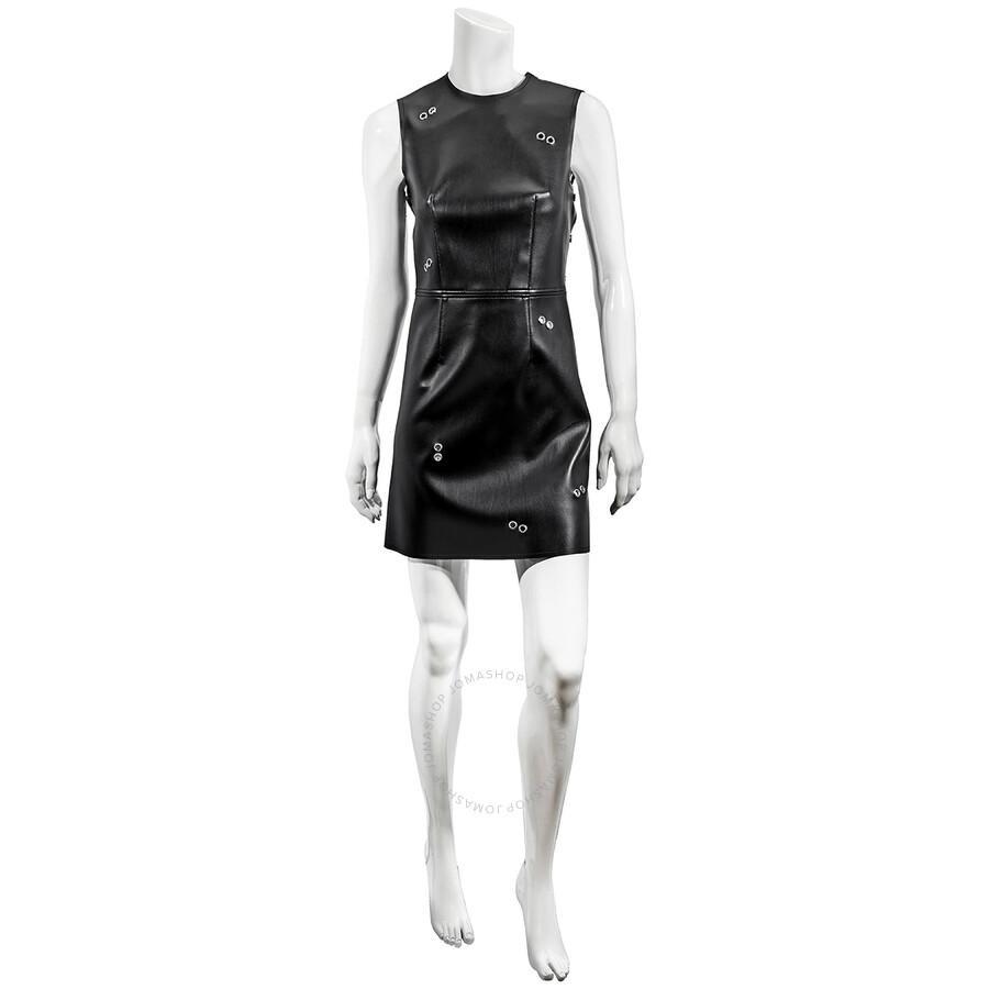 BURBERRY Black Faux Leather Embellished Eyelet Mini Dress Product Image