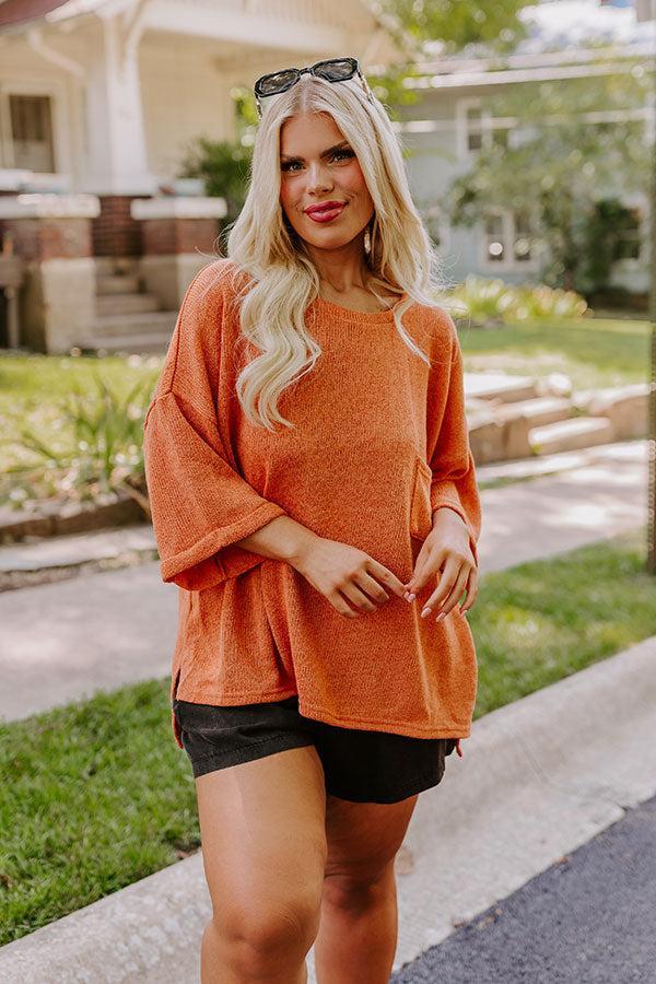 Vineyard Vibes Knit Top in Rust Curves Product Image