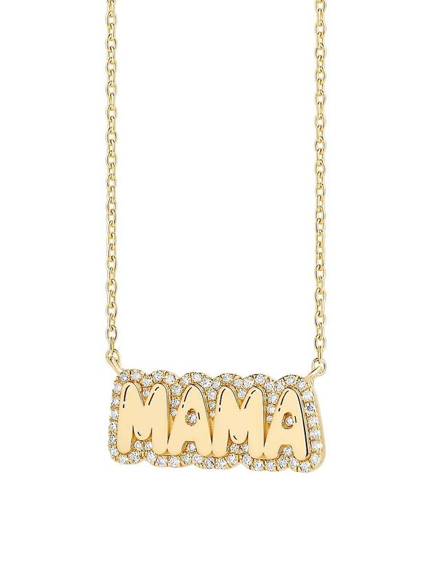 Womens Diamond Halo 14K Yellow Gold & 0.23 TCW Diamond Mama Pendant Necklace Product Image