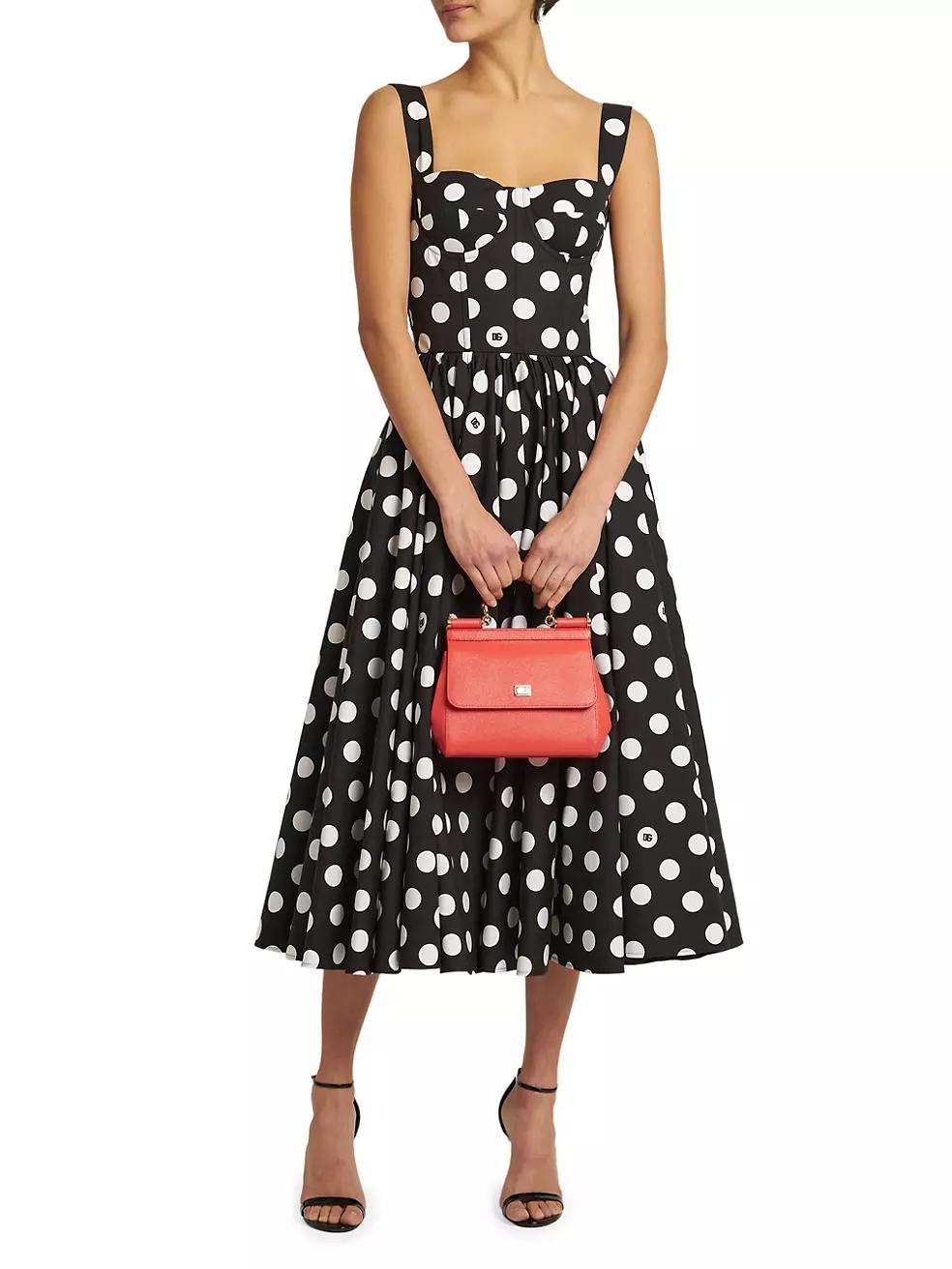 Polka Dot Poplin A-Line Midi-Dress Product Image