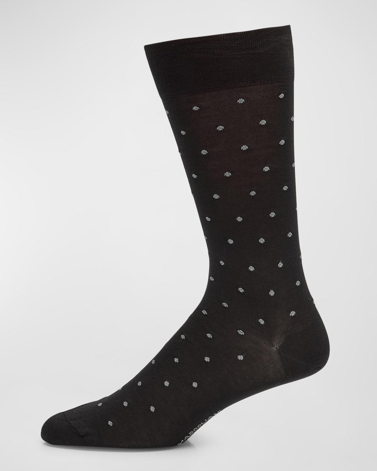 Mens Pima Cotton Polka Dot Crew Socks Product Image