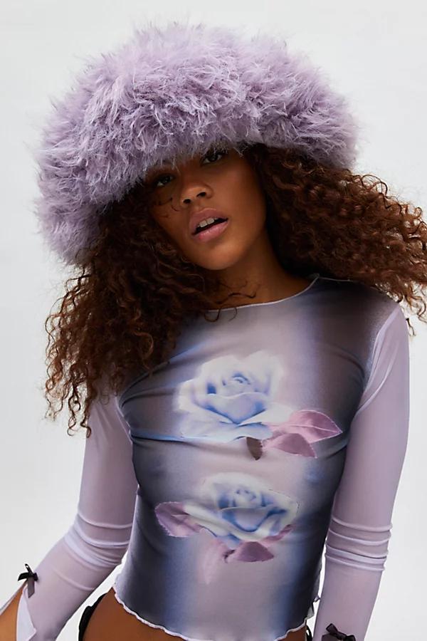 Oversized Faux Fur Bucket Hat Womens at Urban Outfitters Product Image