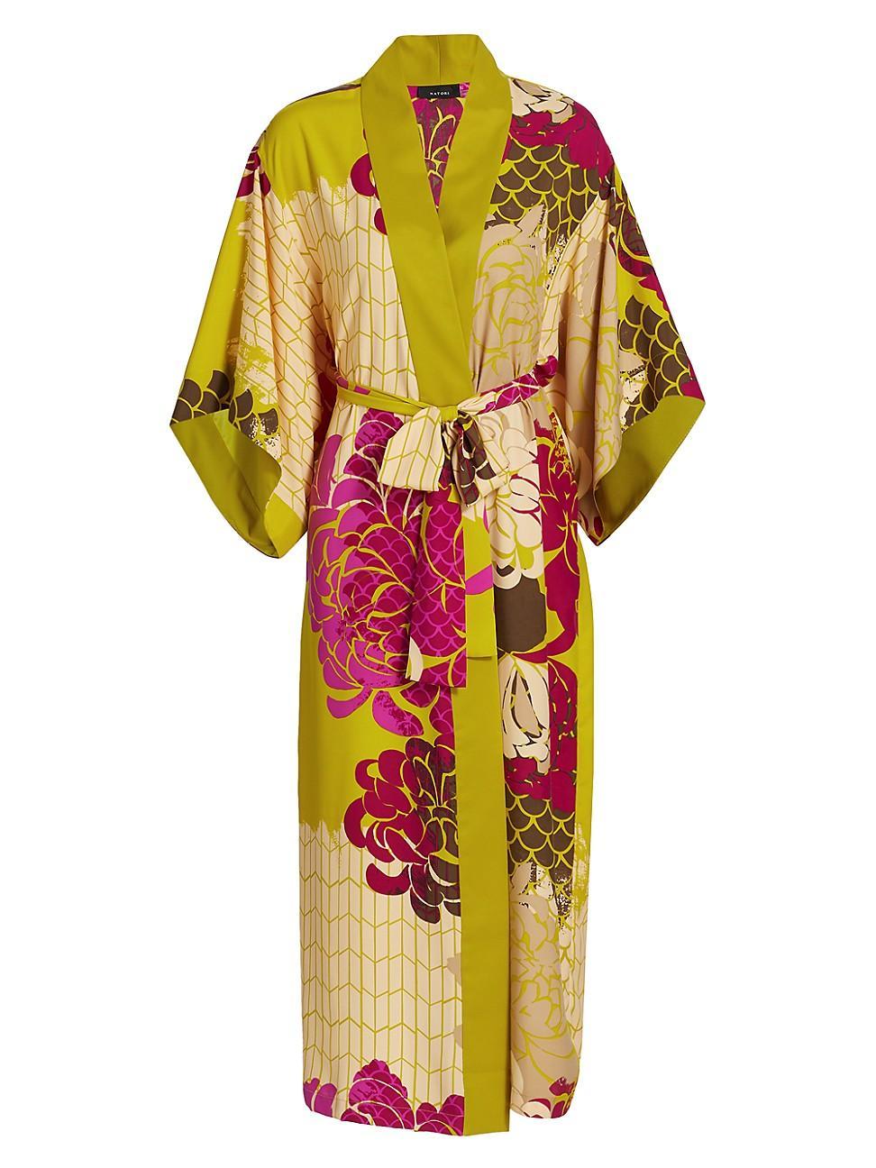 Womens Rimini Floral Satin Robe Product Image