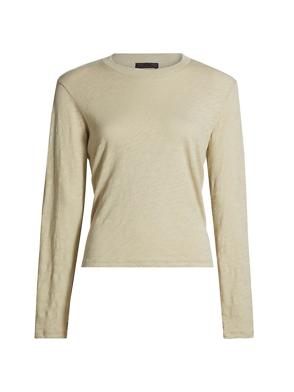 Womens Cotton Long-Sleeve Crewneck T-Shirt Product Image