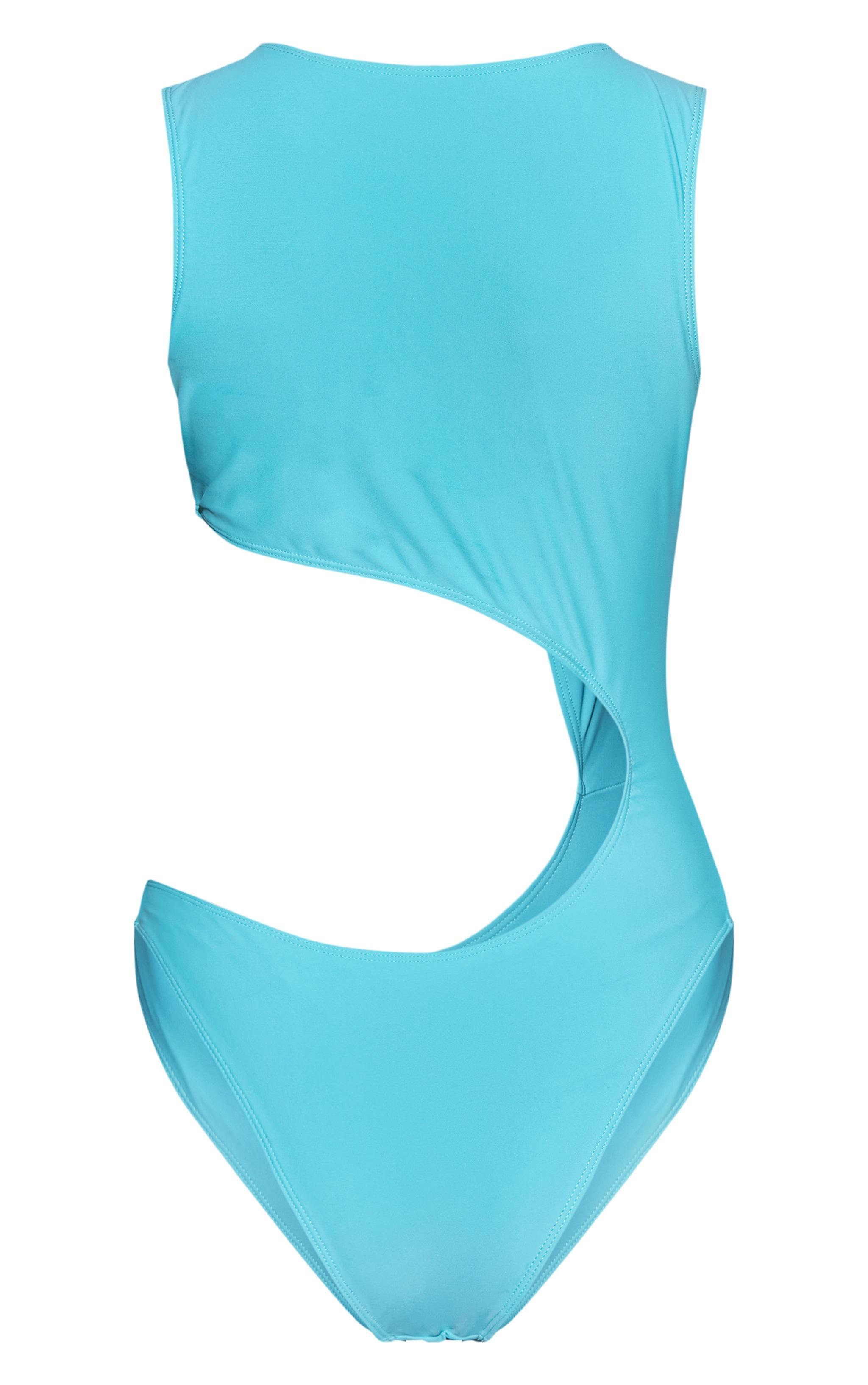 Blue Trim Detail Cut Out Swimsuit Product Image