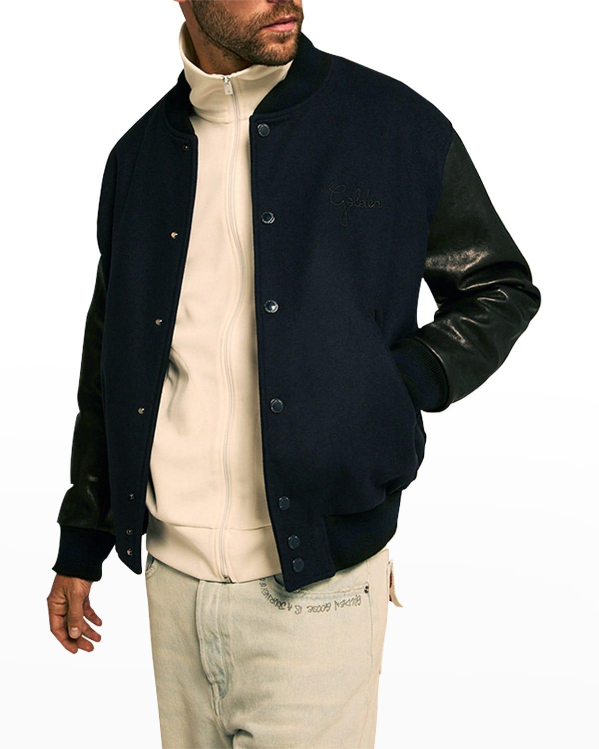 Mens Wool/Leather Bomber Jacket Product Image