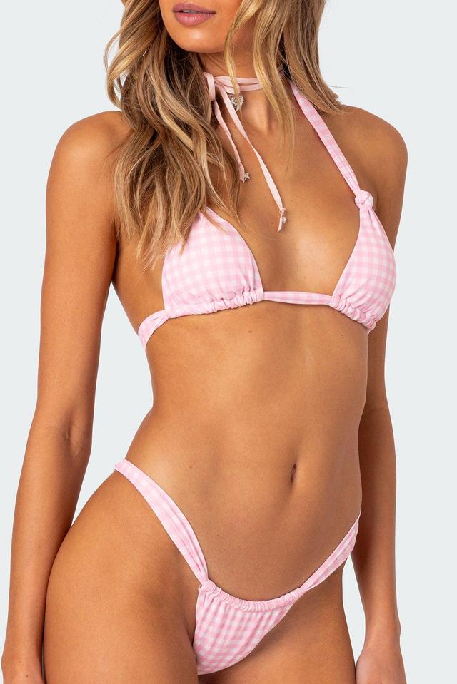 Gingham Knotted Bikini Top Product Image