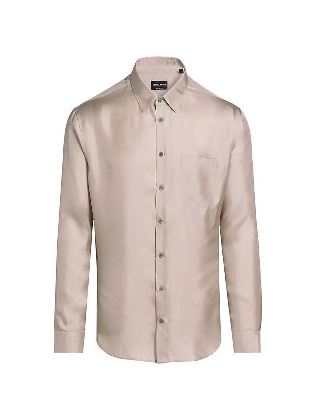 Men's Solid Silk Dress Shirt Product Image