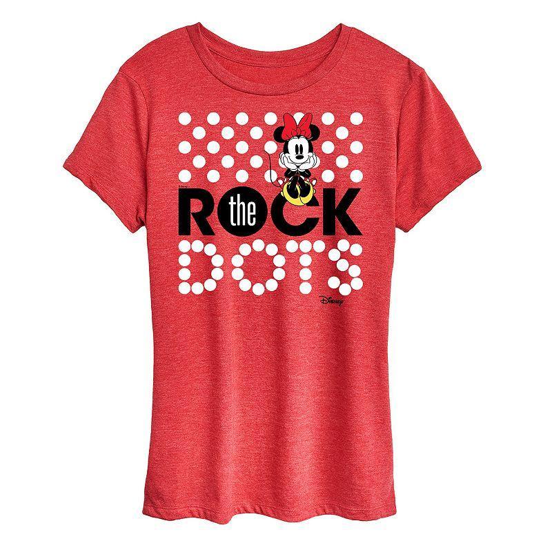 Disneys Minnie Mouse Rock The Dots Graphic Tee, Womens Grey Gray Product Image