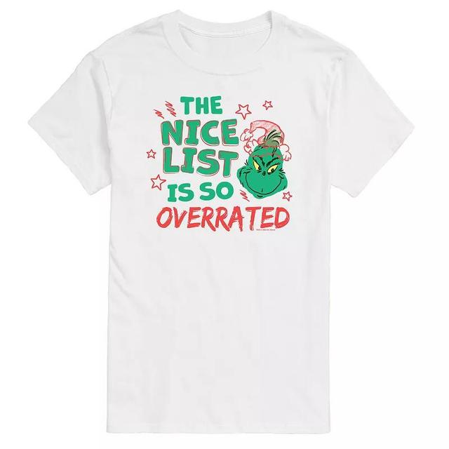 Mens Dr. Seuss The Grinch Nice List Overrated Graphic Tee Product Image