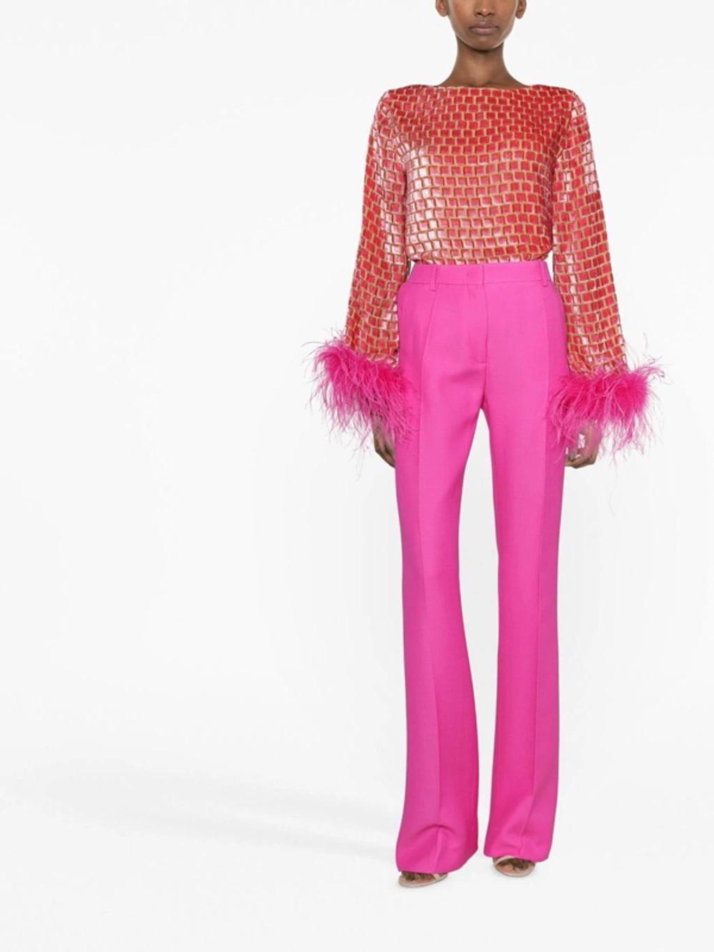 High-waist Tailored Trousers In Pink Product Image