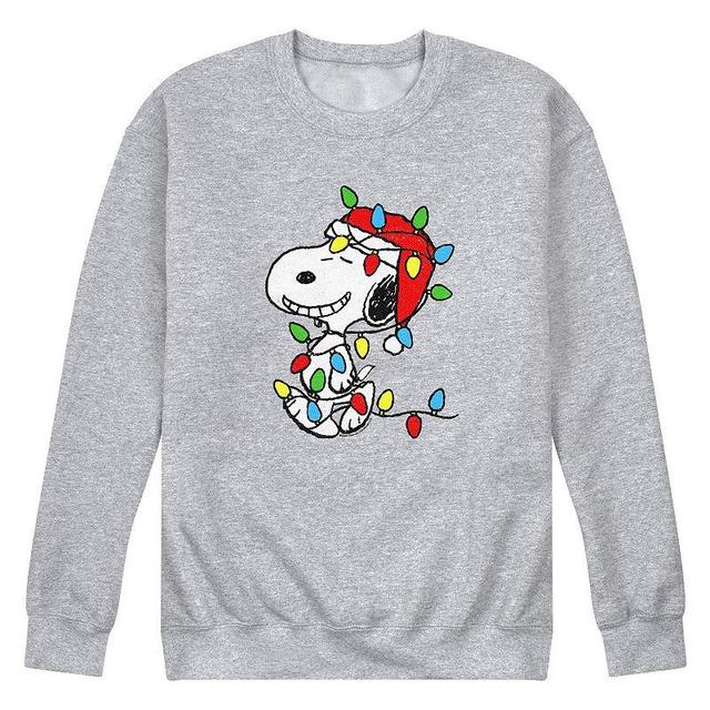 Mens Peanuts Snoopy Xmas Lights Sweatshirt Med Grey Product Image