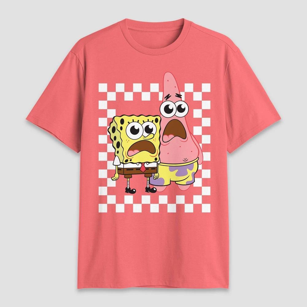 Mens SpongeBob and Patrick Yelling Short Sleeve Graphic T-Shirt - Light Product Image