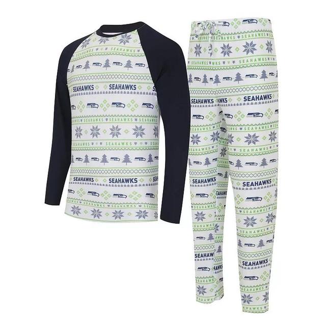 Mens Concepts Sport /Navy Seattle Seahawks TinselRaglan Long Sleeve T-Shirt & Pants Sleep Set Product Image