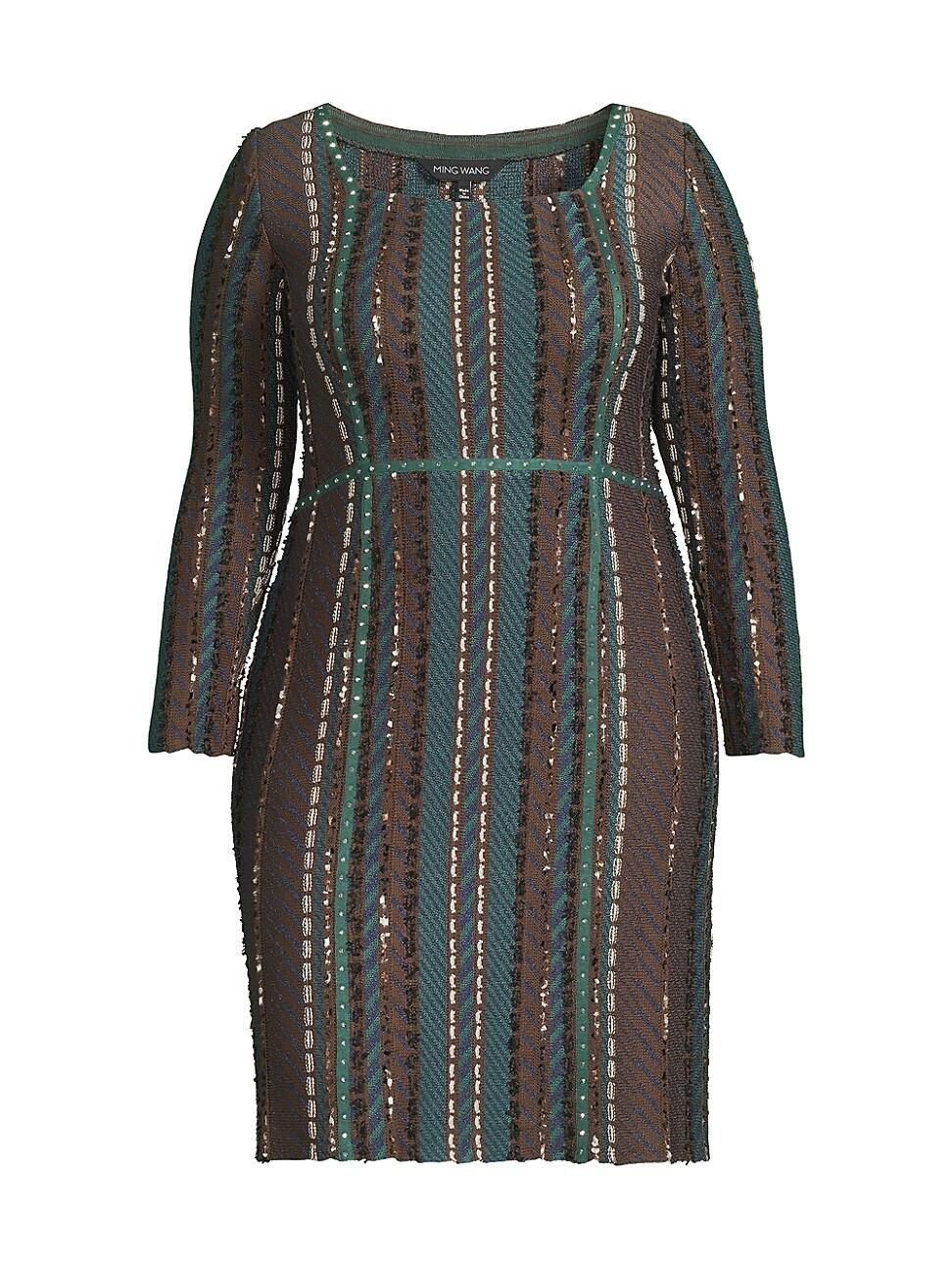 Womens Plus Tweed Long-Sleeve Dress Product Image