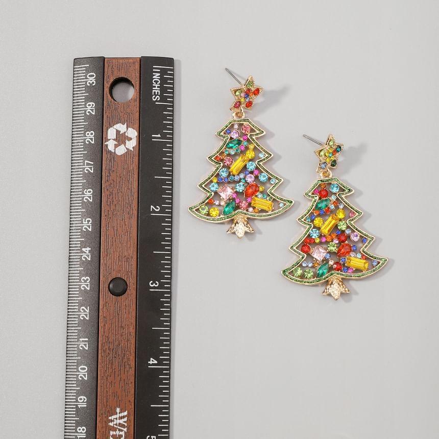 Rhinestone Christmas Tree Drop Earring Product Image