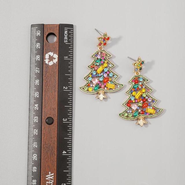 Rhinestone Christmas Tree Drop Earring Product Image