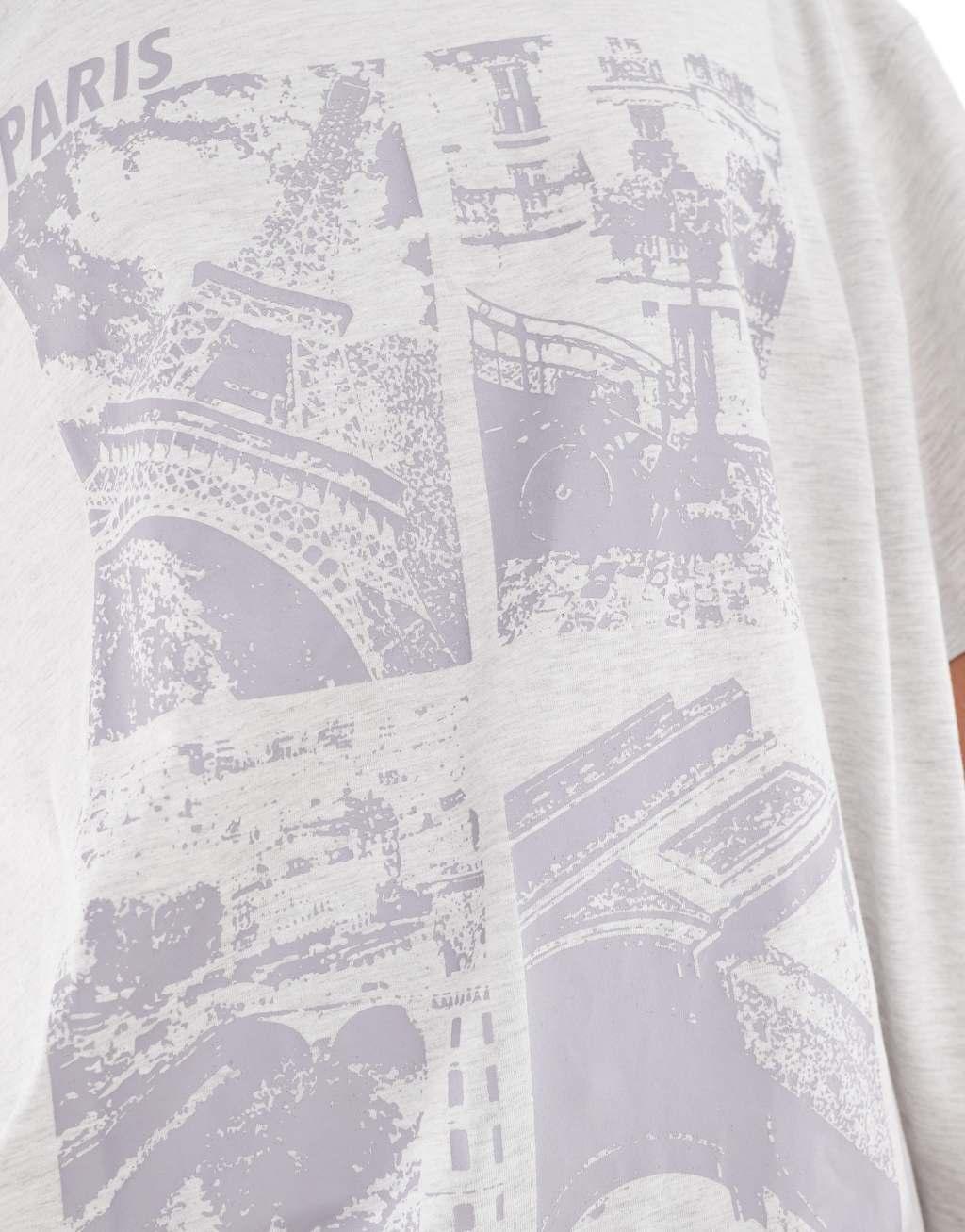 ASOS DESIGN oversized t-shirt with paris photographic in ice heather Product Image