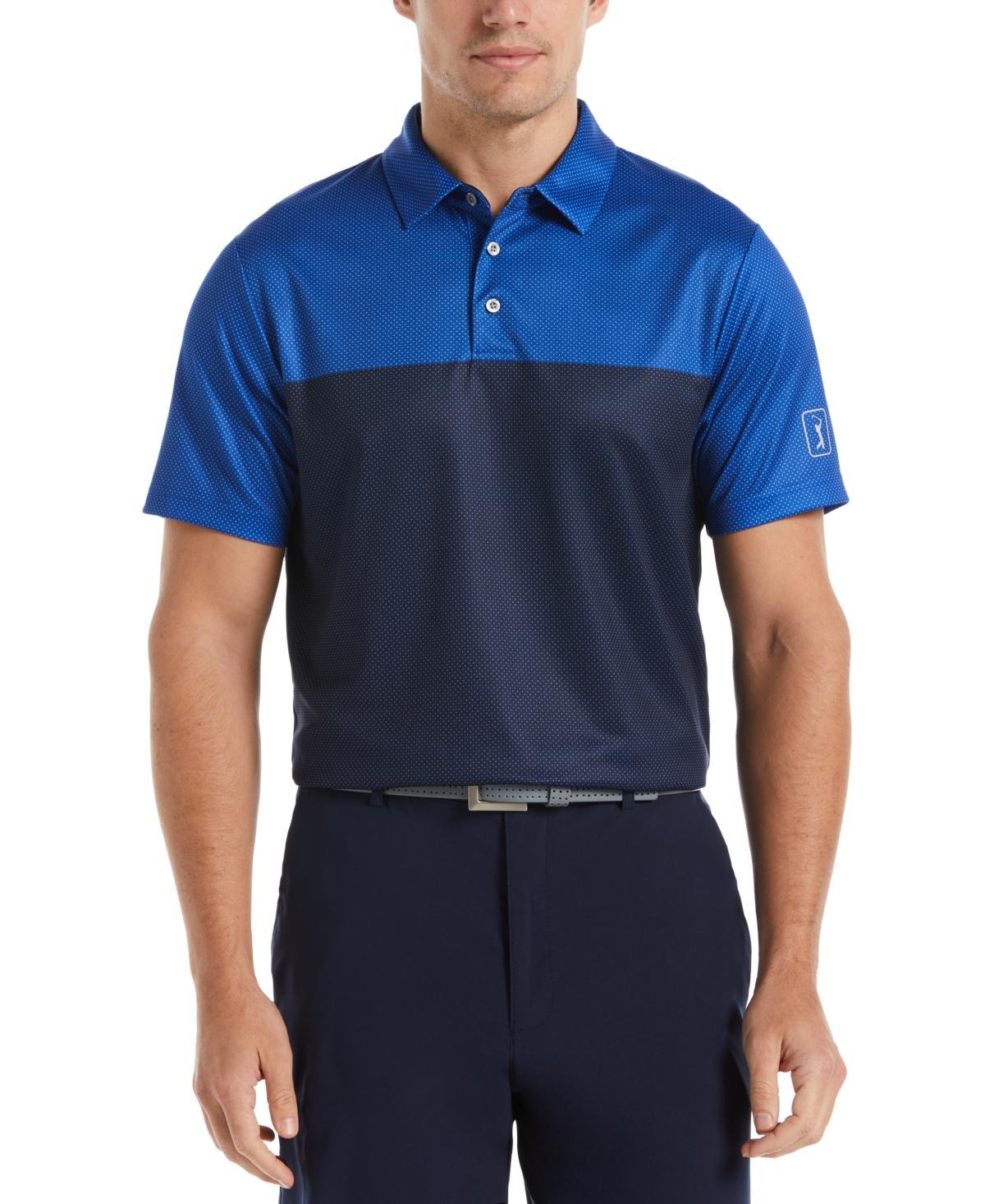 Pga Tour Mens Airflux Birdseye Block Print Short-Sleeve Golf Polo Shirt Product Image