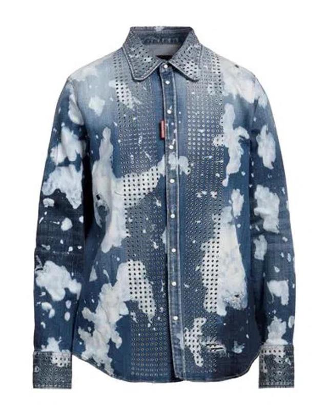 DSQUARED2 Man Denim Shirt Blue Size 44 Cotton, Elastane Product Image