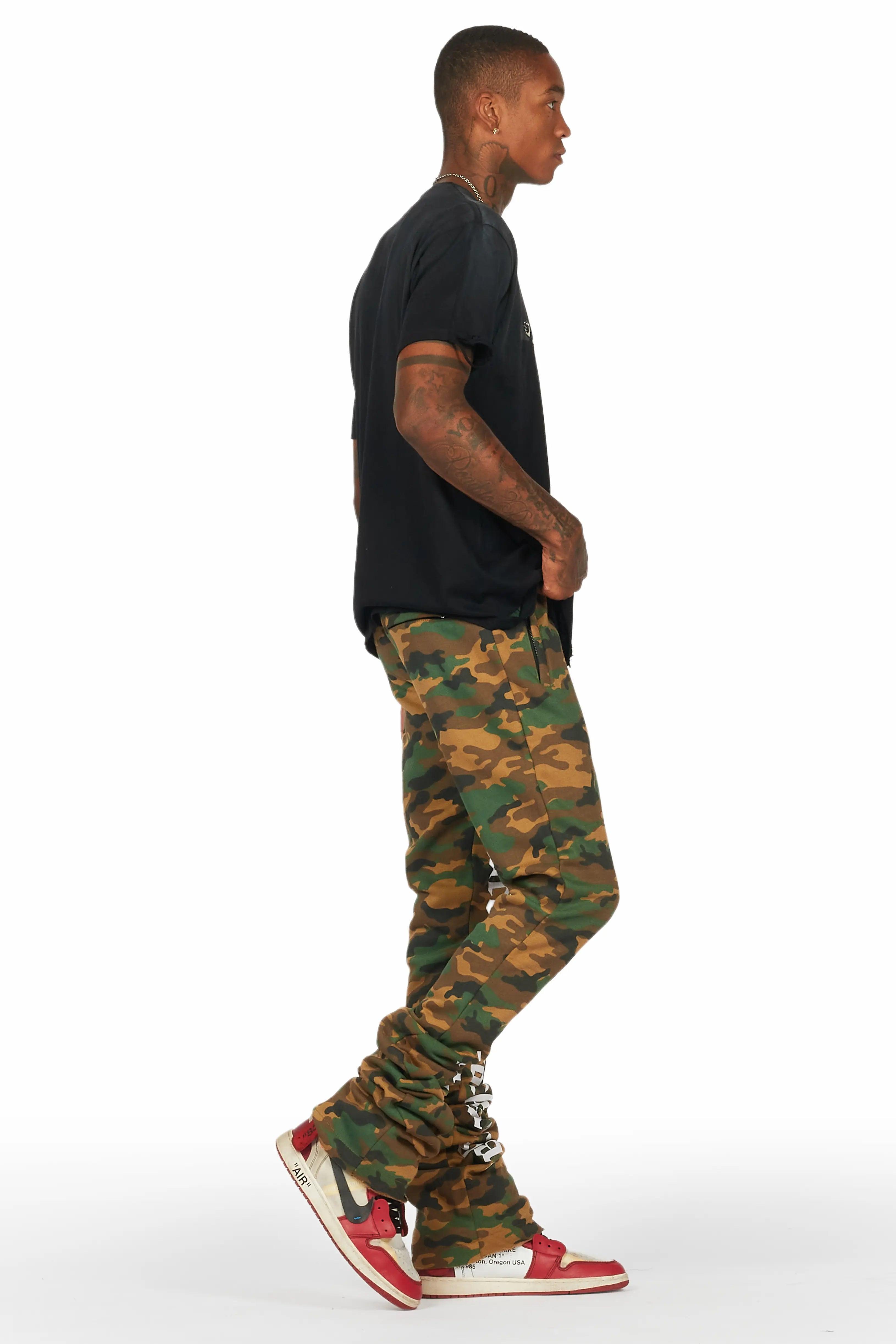 Callie Faded Camo Super Stacked Flare Pants Male Product Image