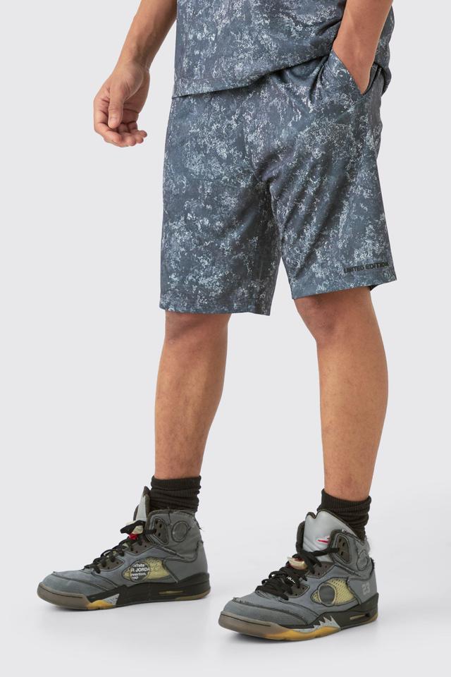 Mens Grey Concrete Print Limited Edition Basketball Shorts, Grey Product Image