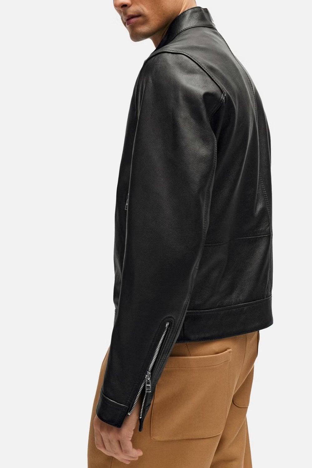 HUGO BOSS Boss Mansell Leather Jacket In Black Product Image