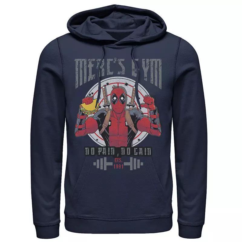 Mens Marvel Deadpool Mercs Gym No Pain No Gain Hoodie Blue Product Image