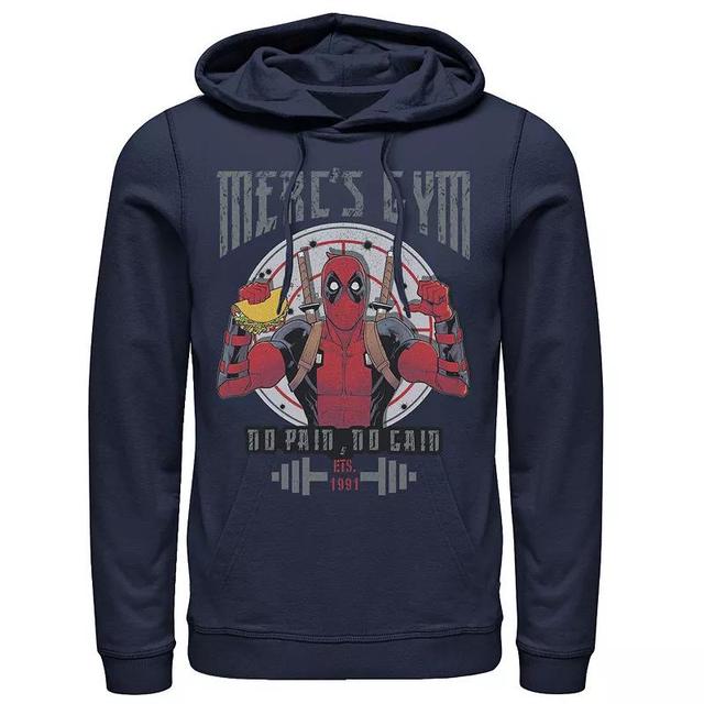 Mens Marvel Deadpool Mercs Gym No Pain No Gain Hoodie Blue Product Image